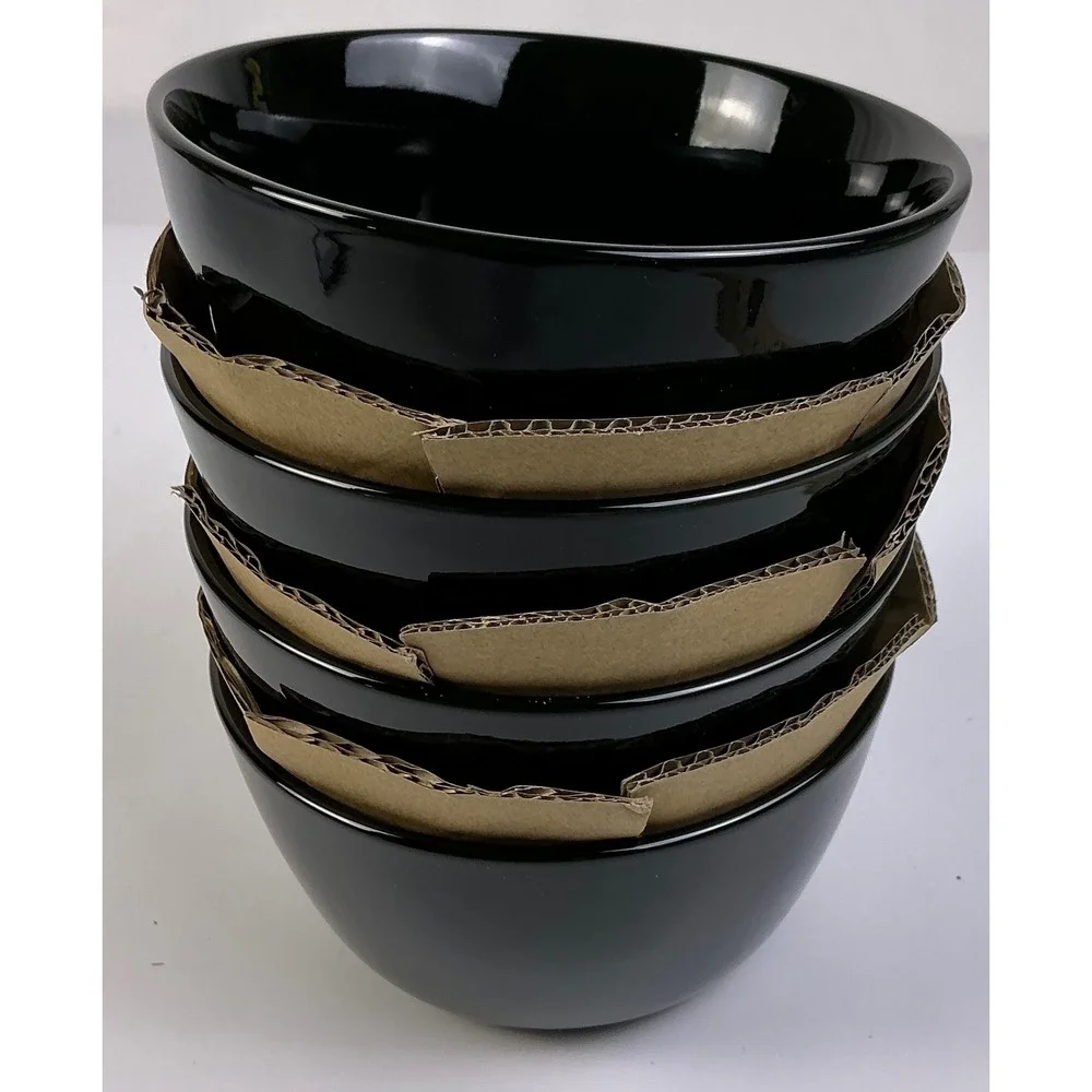 4 Threshold Avesta Stoneware Large Cereal Bowls‎ Black Dishwasher Microwave Safe